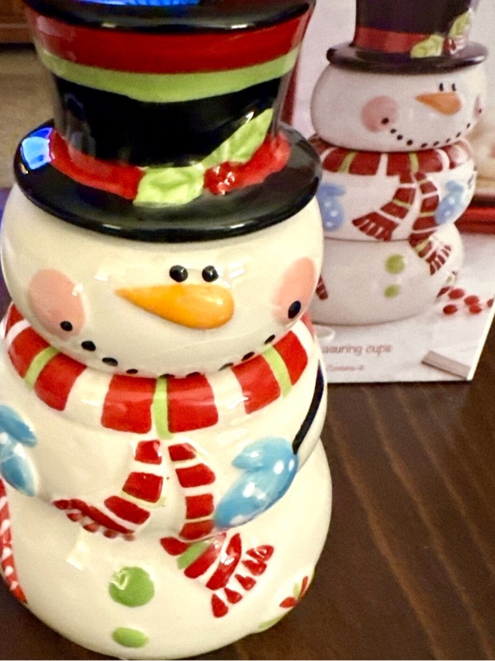 Pier 1 Imports Snowman Stacked Measuring Cups Original Box